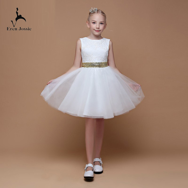 Eren Jossie New Fashion Appliques Top White Flower Girl Dresses With Sequin Belt DropLovely Style