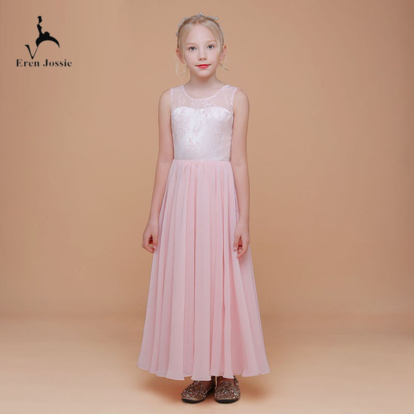 Eren Jossie Wholesale Price Ankle Length Teenager Party Dress Lace Bodice 2019 Spring Collection Long Chiffon Dress Girls