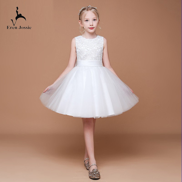 Eren Jossie 2019 White Tulle Girl Dress For Weddings Knee Length Spring Promotion Style Professional Design