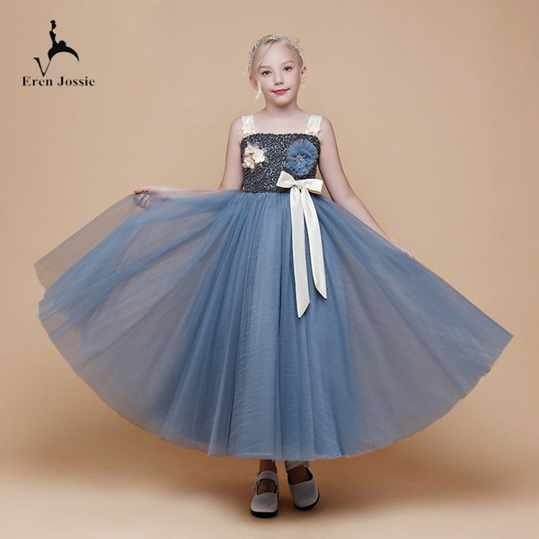 Eren Jossie Fashion Beaded Little Queen Birthday Party Dress Ball Gown With Belt Flower Girl Dresses 