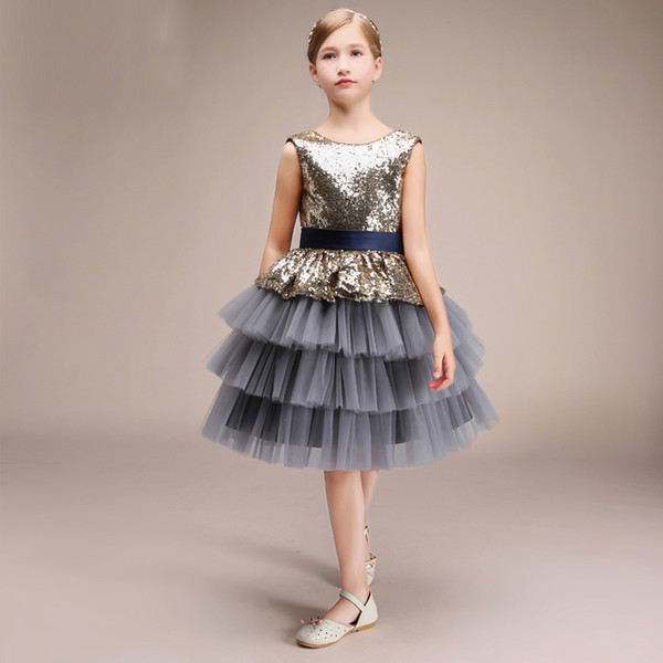 Fashion Girl's Pageant Dress Ball Gown Sequined Bodice Beautiful Children Dress Free Custom Made Style