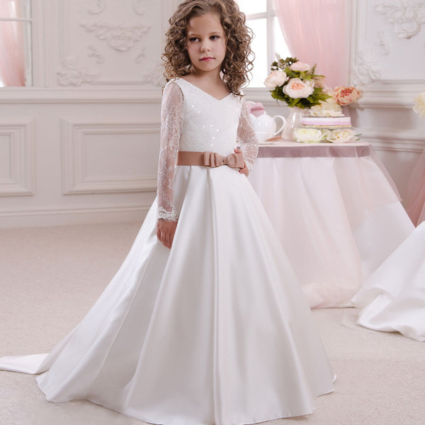 Eren Jossie White Flower Girl Dresses Tulle Beading Appliqued Pageant Dresses For Girls First Communion Dresses Kids