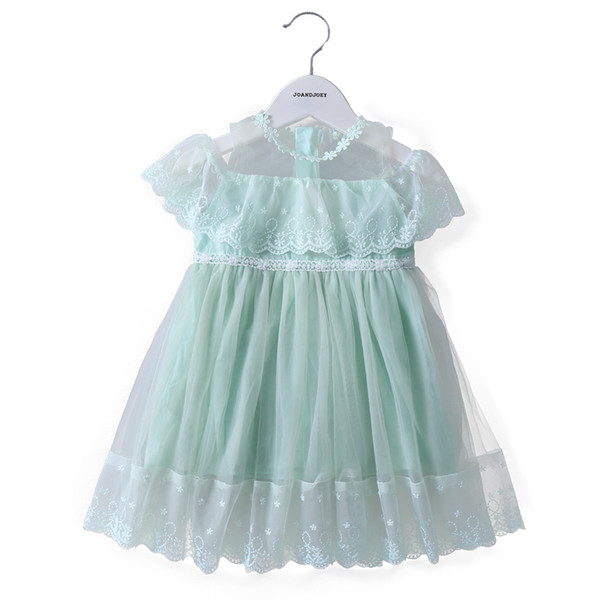 Lovely Mint Flower Girls Dresses Girls Party Dress Soft Tulle with Floral Embroidery (2 layers tulle and 1 lining) Cheap