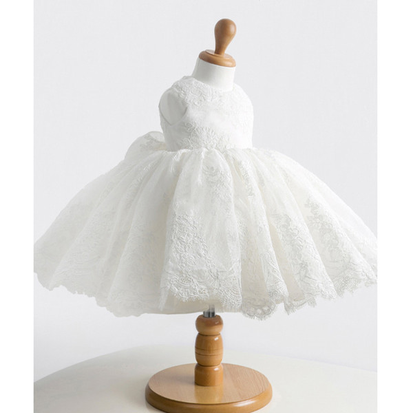 Top Quality Lace Flower Girls Dresses Ball Gown Ivory Girls Birthday Party Dresses Top Quality Lace New Arrival