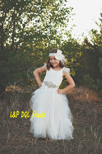 Fiary Flower Girls Dresses Pleats Tulle White,Ivory,Champagne Girls Party Dresses Ball Gown Zipper Back Flower Girls Dresses Summer Garden