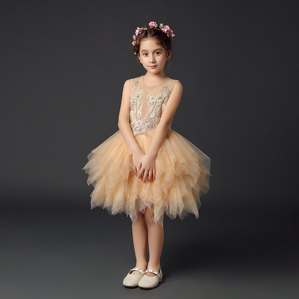 Eye Catching Flower Girl Dresses Soft Tulle with Embroidery Fancy Flower Girls Dresses Knee Length