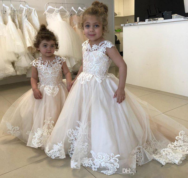 ZYLLGF Lovely Tulle Flower Girls Dresses Dubai Style Daughter Toddler Kids Pageant Formal First Holy Communion Gown For Country Garden