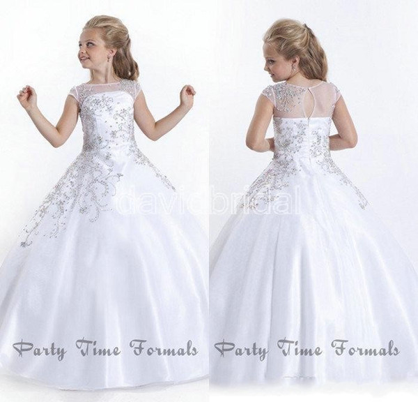 Lovely Jewel Neck Beads Flower Girl Dresses Appliques A Line Girls Pageant Dress Kids Formal Wear First Communion Dress