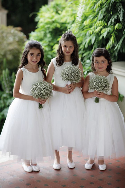 Cheap Lovely Short Flower Girls Dresses Lace Ruffles Tulle Tutu Dress Puffy Little Girls Formal Wedding Party Gowns