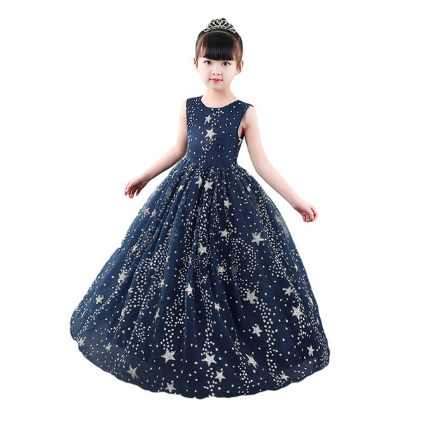 New Star Flower Girl Dresses 2022Sequins Tutu Kids Pageant Gowns Girls Prom Communion Party Dresses MC1677