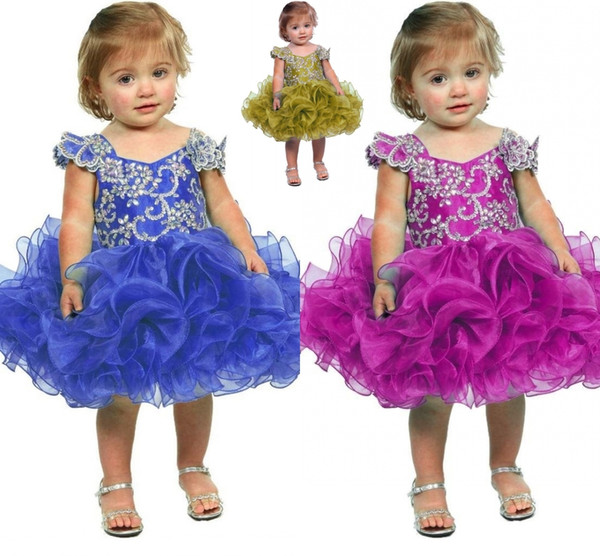 Little Girl Flower Girl Dress Baby Girl Infant Toddler Birthday Pageant Dress Short Length Ruffled Fashion Ball Gown Tutu HY1199