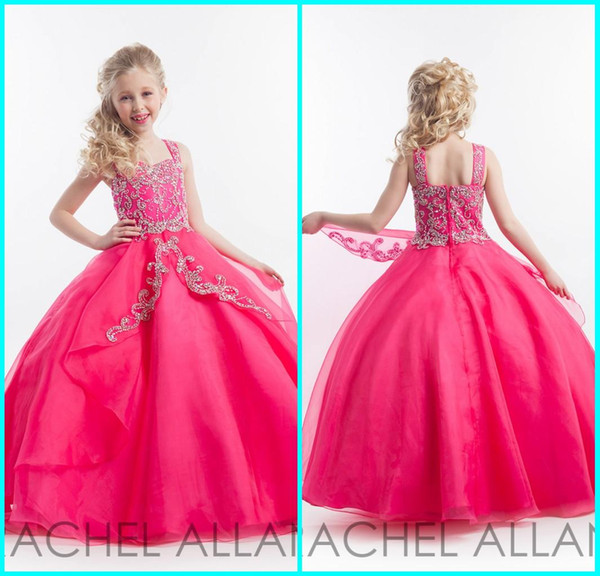 Little Girls Pageant Dress Organza ball gown with beaded overlay Kids Flower Girls Dress DL761