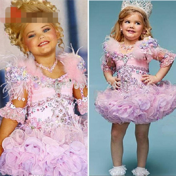 Cute New Fasion Ruffle Organza Short Colorful Half Sleeve Flower Girl Dress Pageant Gown Child Birthday Vestido de Daminha