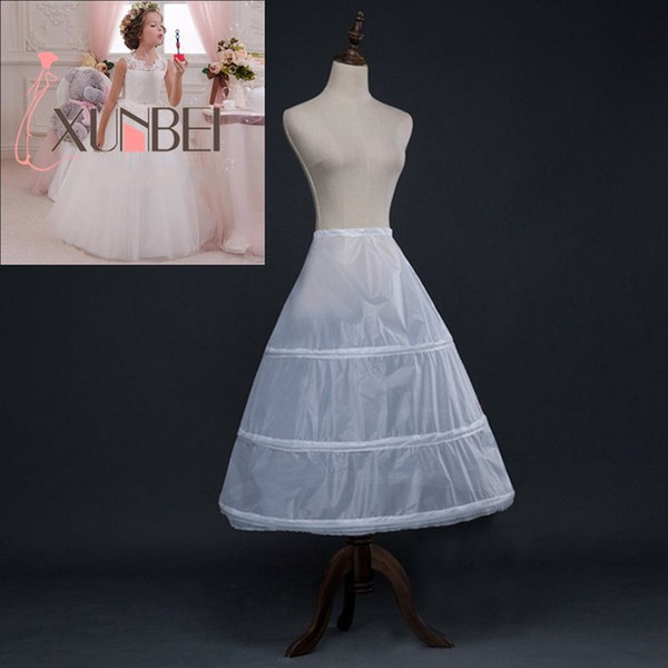 3 Hoops White A Line Long Flower Girl Dress Petticoat Kids Ballet Petticoat Child Crinoline Tutu Skirts Girls Underskirt CPA1195