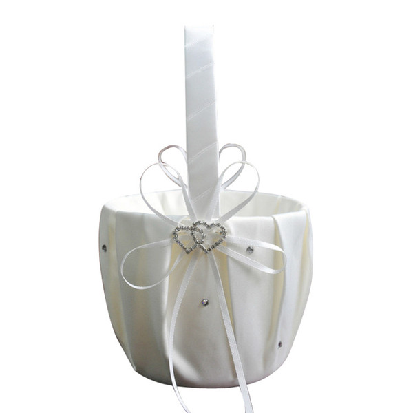 Flower Girl Basket for Wedding Decoration Party Ceremony Festival DIY Bowknot Satin Basket Wedding Supplies