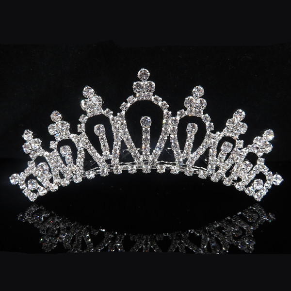 High Quailty Wedding Sliver Crystal Tiaras Girl Head Pieces Birthday Party Rhinestone Shiny Diamond Princess Crowns Kids Accessories F789