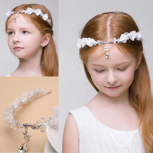 2018 Rhinestone Girls Head Pieces Junior Bridesmaid Bride Accessories Headband Hairwear Crystal Children Hair Wedding Accessories