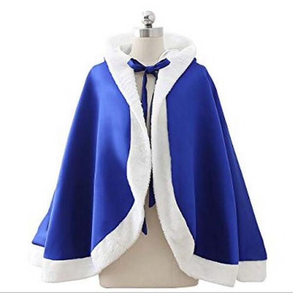 New Brand Girl Cloak Faux Fur Short Cape Xmas Kids Wraps Royal Blue Satin Hooded Bolero Latest Collection