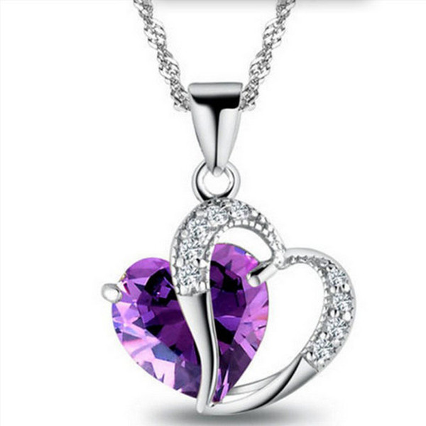 Austrian crystal Diamonds Love Heart Pendant Statement Necklace Fashion Class Women Girls Lady Swarovski Elements Jewelry