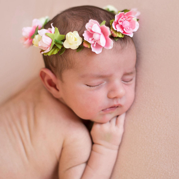 Girls' flower crown Korean elastic hair headband flower girl Accessories garland rope weaving hair rope headdress baby photography ornament