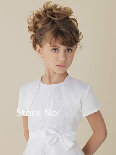 Custom Made Child Acrylic Ivory White Flower girl Shawl 3-9 years old Simple Elegant Girls Capes and Jackets