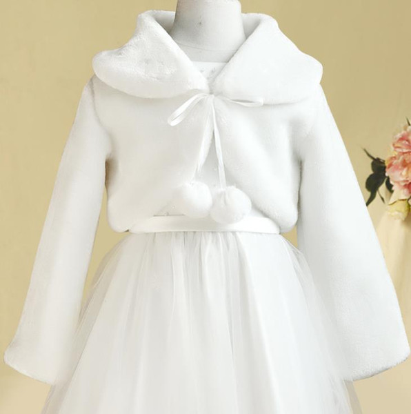 2018 White Winter Jacket Girls Kids Capes Warm Long Sleeve Wedding Flower Girl Wrap Jacket Bridal Little Girls Coat Accessories In Stock