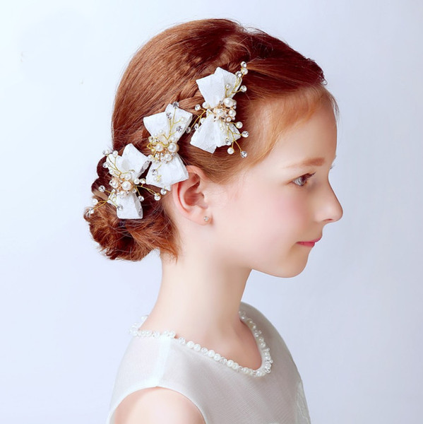 Children's Princess Accessories Barrettes Headwear Crown Flowers Wedding Bridal Gowns Garlands Girls' Birthday Performance 3Pcs