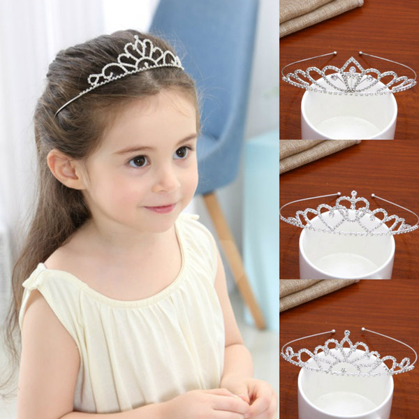 2018 Shiny Girls Crowns Top Quality Rhinestones Kids Hairbows In Stock Hair Hoops Accessories for Children