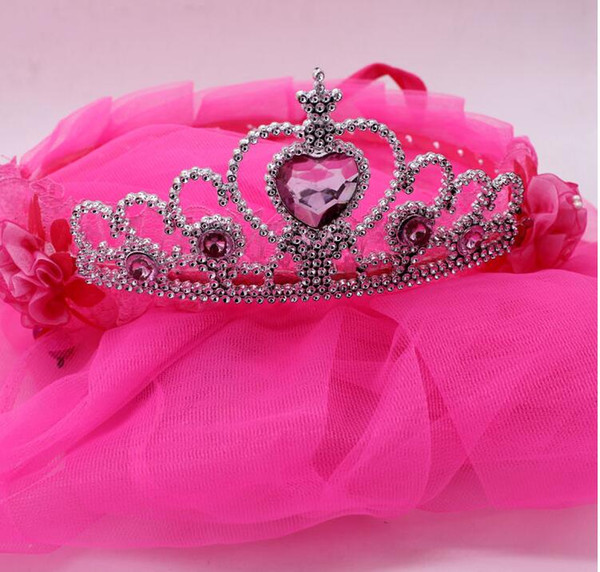 2017 girls' Crown veil for wedding party crystal wedding wreath head hoop lace princess headdress wreath