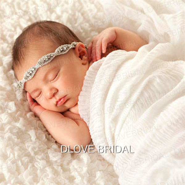 Low Price NewBorn Baby Hairband Flower Girl Crystal Rhinestone Bridal Wedding Headbands Kid's Birthday Party Kids Formal Wear Hair Accessory