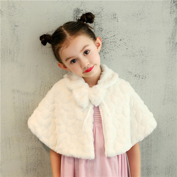 2018 Girl's Shawl Winter Cardigan Children Wraps with Bows Lovely Korean Thickening Shawl Baby's Capes and Jackets