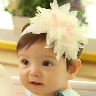 0-3 years old baby for cheap shipping with baby girls hair hair headdress flower headband hair gauze multilayer large children
