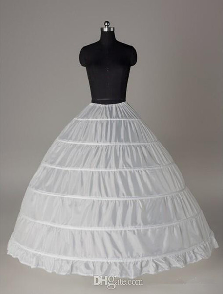 2017 Large Inner Petticoats White 6-hoops Ball Gown Bride Underskirt Formal Dress Crinoline Underskirt Plus Size Wedding Accessories