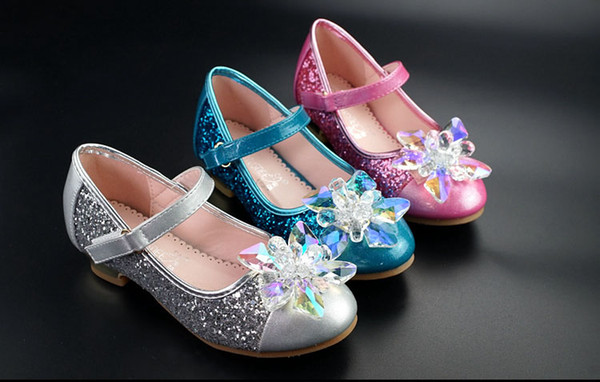 Lovely Pink Blue Silver Flower Girls' Shoes Kids' Shoes Girl's Wedding Shoes Kids' Accessories SIZE 26-37 S321027