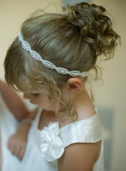 2016 Crystals Flower Girl Baby Hair Accessories Cheap Wedding Light Girl Headbands 40 CM Wedding Jewelries