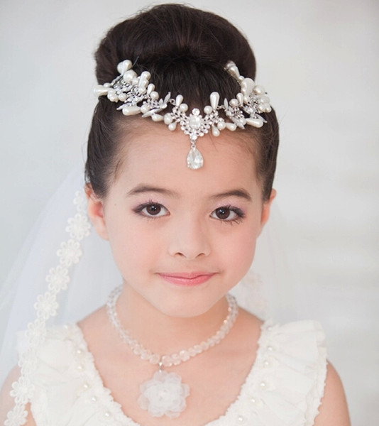 Luxury Crystal Pearls Kid Head Wear Pieces For Party Costume Ball Girl Birthday Gifts Jewelry Kids Accessories