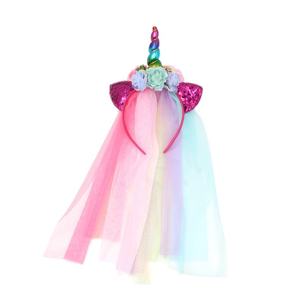 2019 New Brand Cute Kids Sweet Flower Unicorn Horn Hair Band Headband Birthday Party Flower Floral Headwear Crown