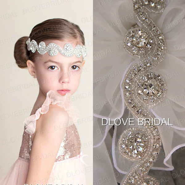 Free Shipping Shinny Flower Girl Hairband Crystal Rhinestone Bridal Wedding Headbands Kid's Birthday Party Kids Formal Wear Hair Accessory