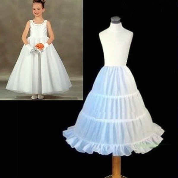 2018 NEW Flower Girl Dress 3-Hoop A-Line Crinoline Petticoat Three Circle Hoops White Little Children Bustles Princess Slip Skirts Petticoat