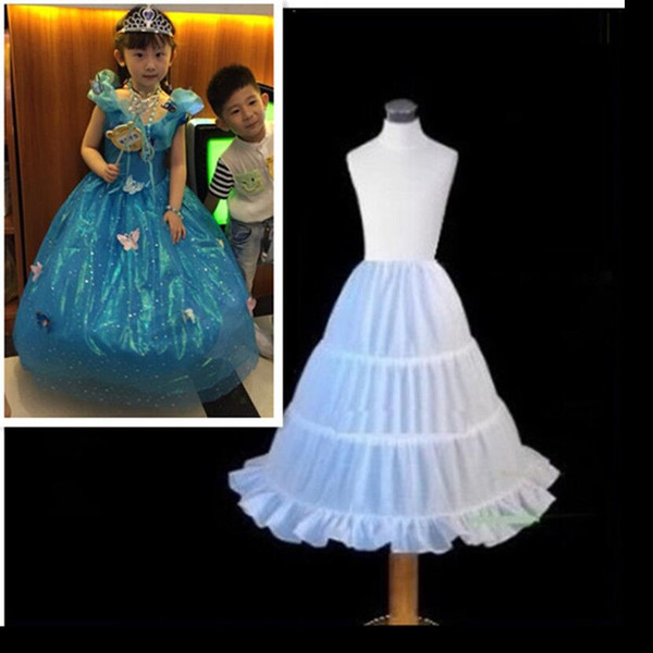 Free Shipping Organza Long Crinoline Underskirt Petticoat for Kids Flower Girl Pageant Dress Children Petticoat 55cm
