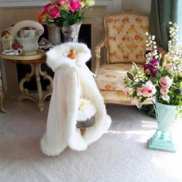 Hot Selling Free Shipping Wedding Flower Girls Capes Wedding Party Flower Girl faux fur stole Ivory Wraps Cap Christmas Girl Wraps Children