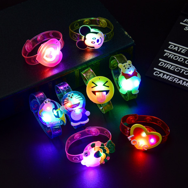 Cheap Litter Girls Wedding Party Led Luminous Bracelet Wrist Band Flash Children Kids Jewelry Fluorescent Bracelet Kindergarten Toy Gifts
