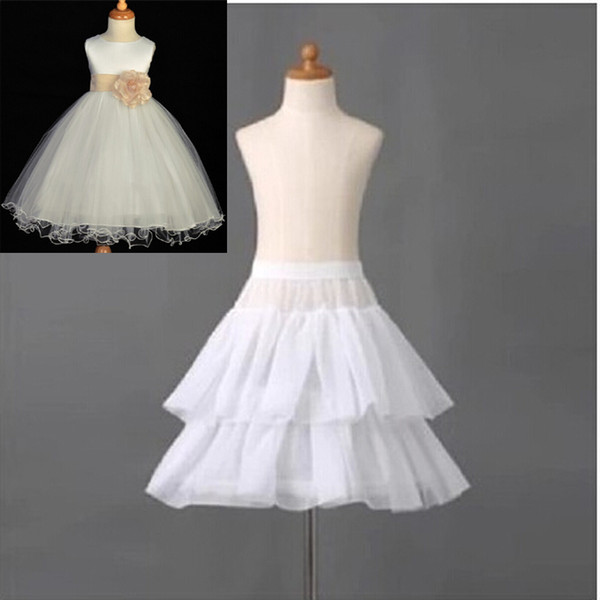 Brand New Children Petticoats with Ruffles Little Girls/Kids Crinoline White 1 Hoop 2 Layers Flower Girl Dress Formal Underskirt