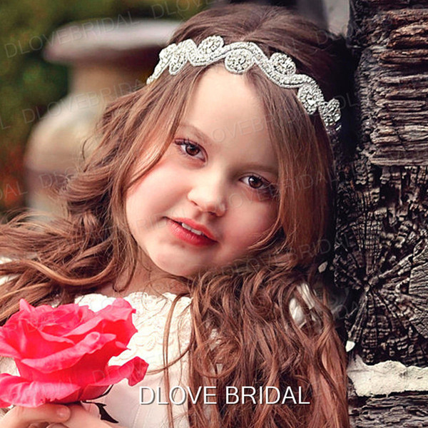 Fairy Flower Girl Hairband Crystal Rhinestone Bridal Wedding Headbands Kid's Birthday Party Kids Formal Wear Hair Accessory Ribbon Tie Backs