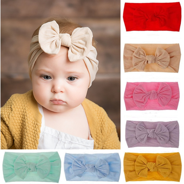 Children Baby Headbands Bow Nylon Stockings Bow Wide Hair Band Super Soft Texture Hair Accessories Wedding Flower Girl Baby Hair Accessories