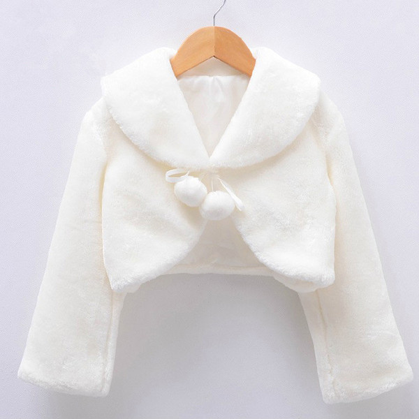 Little Girls Faux Fur Capes and Jackets 2018 Long Sleeves Winter Plush Shawl Flower Girl Dress Coat Collocation Children Costume Kanjian