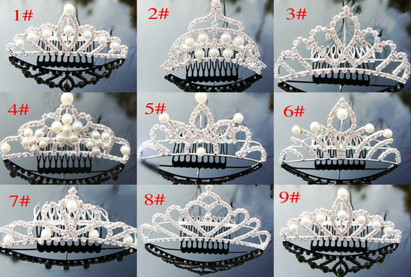 18 styles Pearls Little Girls Crown Kids Tiara Children Head Pieces Fashion Cheapest Girls Accessories
