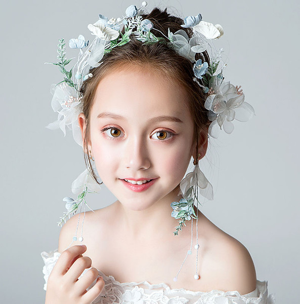 Beauty White Flowers Girls' Head Pieces Flower Girls' Head Pieces Girls' Headbands Girl's Wedding Tiara/Crown Kids' Accessories H323024