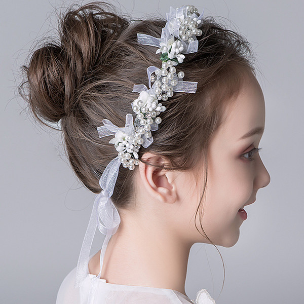 2018 Vintage Pearls Crystals Flower Girls Crowns Cheap Beautiful Little Girl Pageant Crown Fashion Christmas Gifts C07