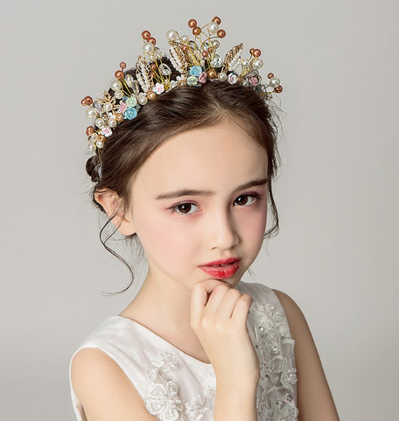 Children's New Headdress Princess Girl Crown Crystal Big Hair Hoop Ice Snow Qiyuan Little Girl Korean Birthday Hair Jewelry